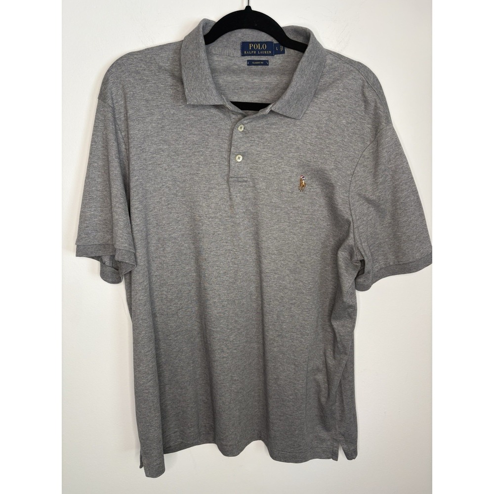 Polo Ralph Lauren Polo Shirt Mens Large Gray Classic Fit Short Sleeve Casual